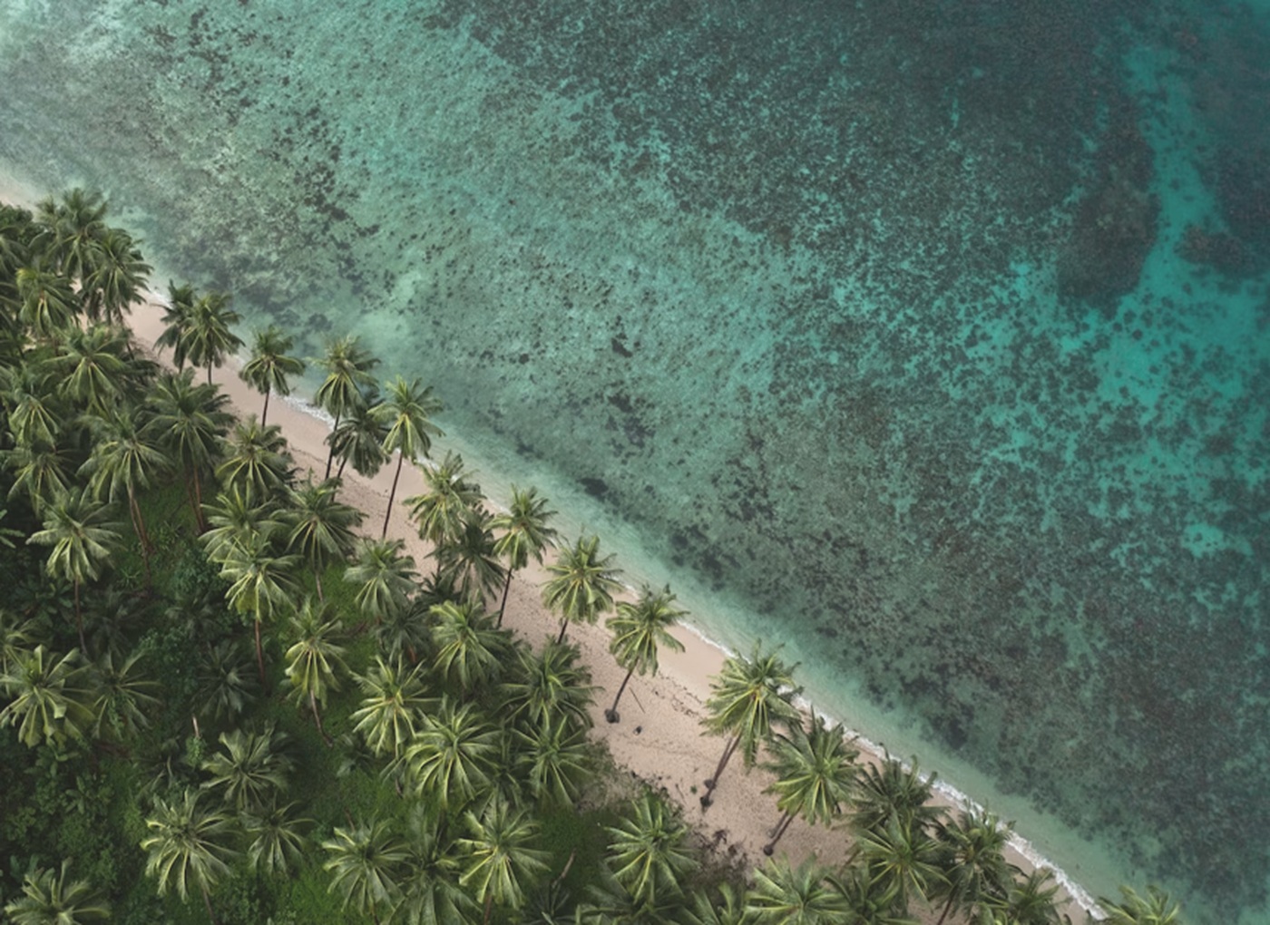 Light aerial Mauritius lagoon and beach